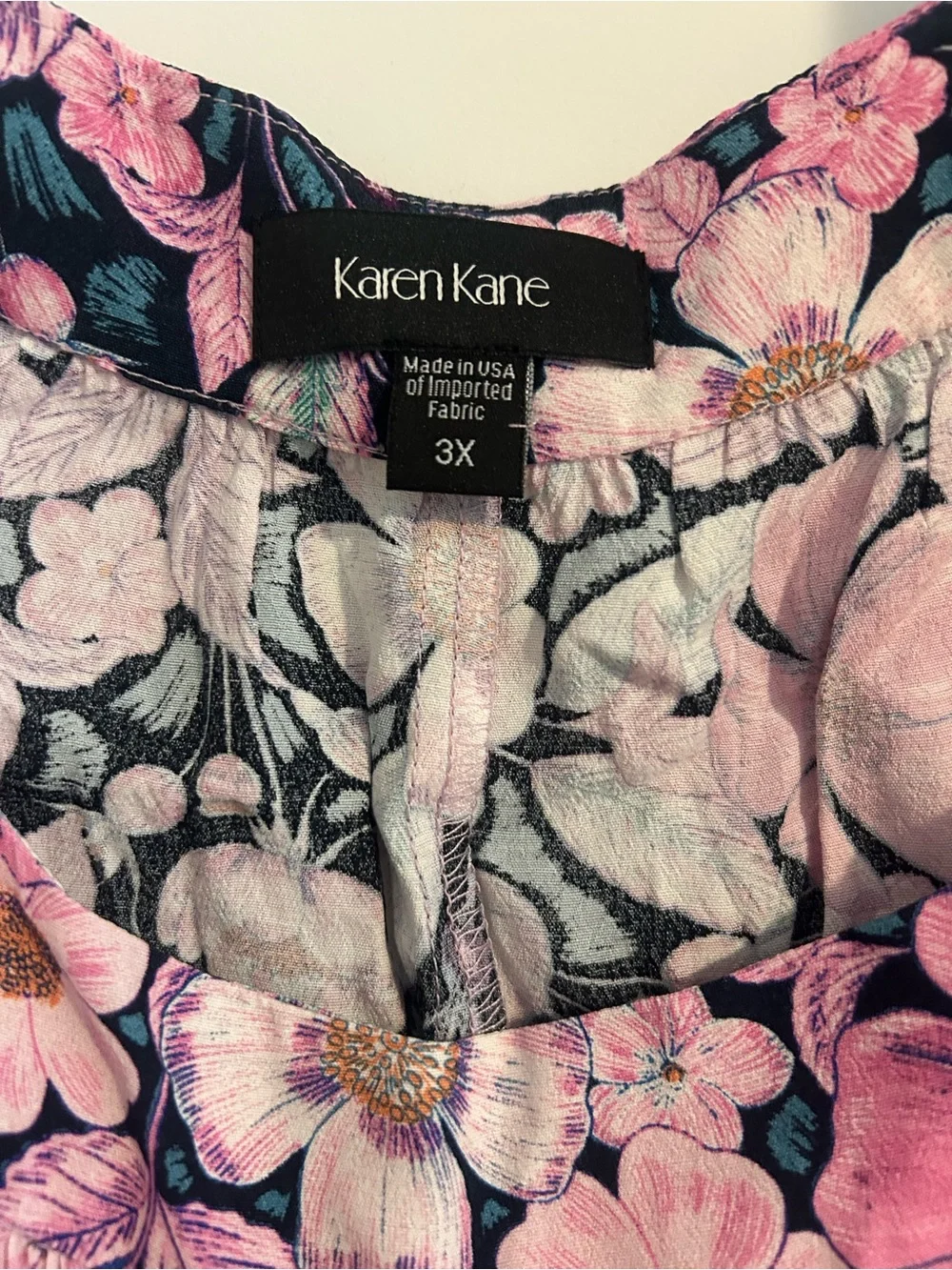 NWT Karen Kane 3x Pink Floral Puff-Sleeve Women's Top - Picture 3 of 5